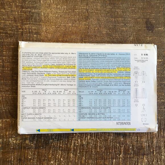 Butterick Sewing Pattern Batman Forever Riddler Robin Daddy and Me Costume UNCUT - Picture 4 of 5